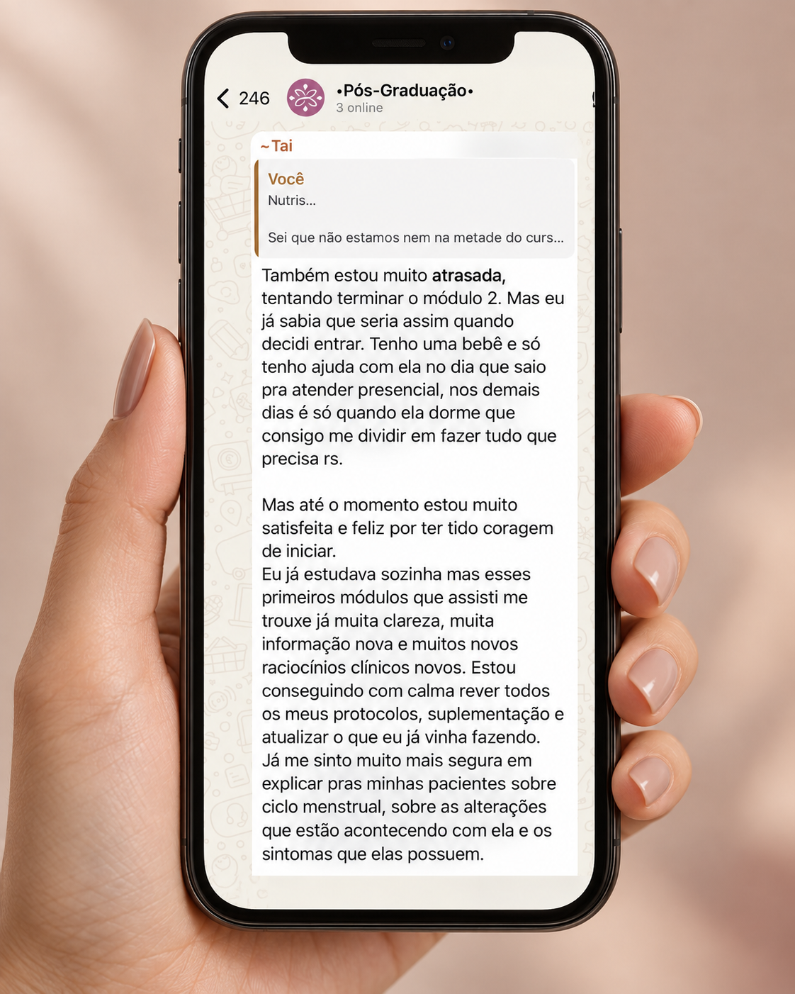 Conversa no grupo de WhatsApp da pós-graduação