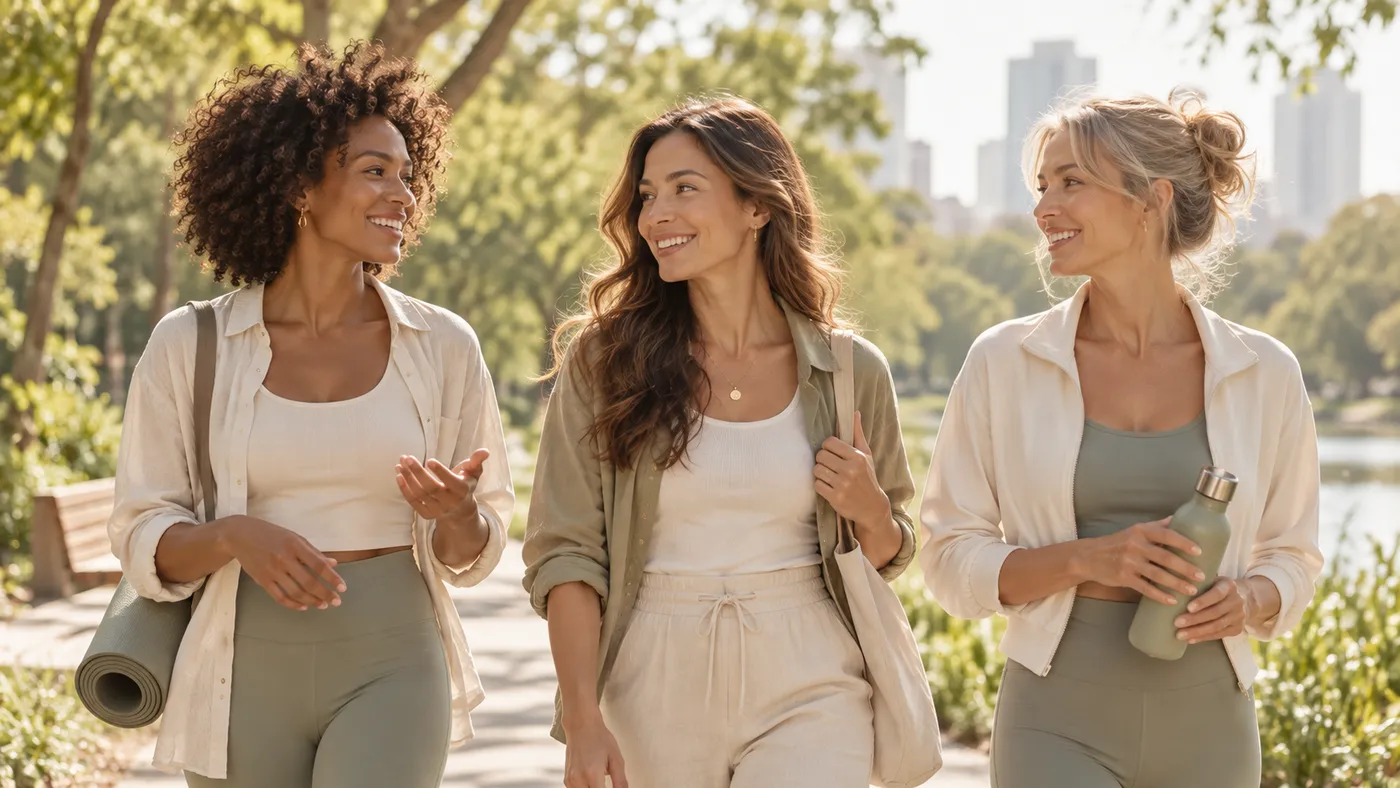 Mulheres caminhando ao ar livre